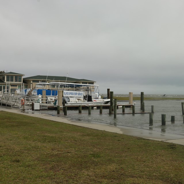 Dock with high water. 