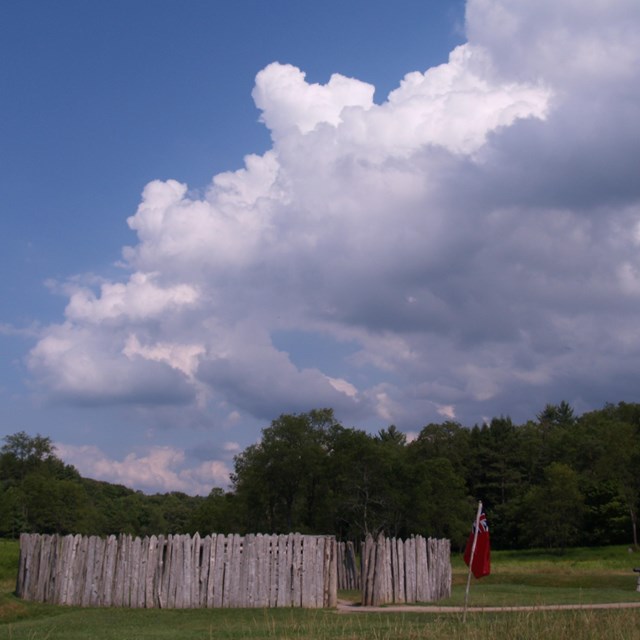 Storm clouds developing over Fort Necessity in the Great Meadows