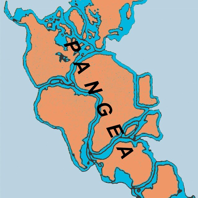 simple map of earth's contintents grouped together as supercontinent pangea