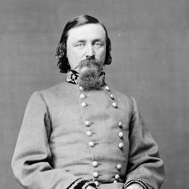 Black and white historical photo of Confederate general Pickett