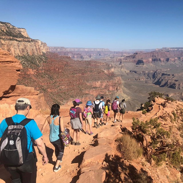 People hiking on a trail