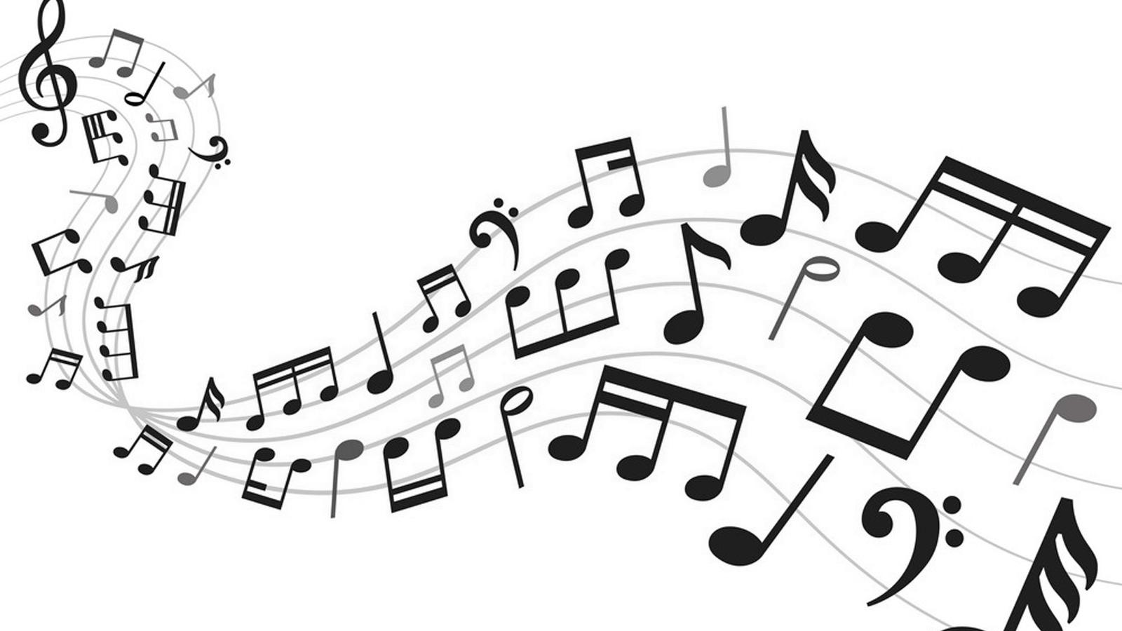 Musical notes aligned as a wave