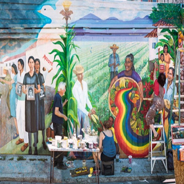 Mural depicting Latino heritage