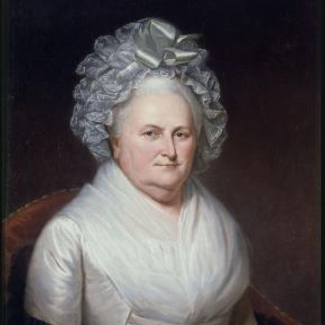 Painted portrait of Martha Washington wearing light dress