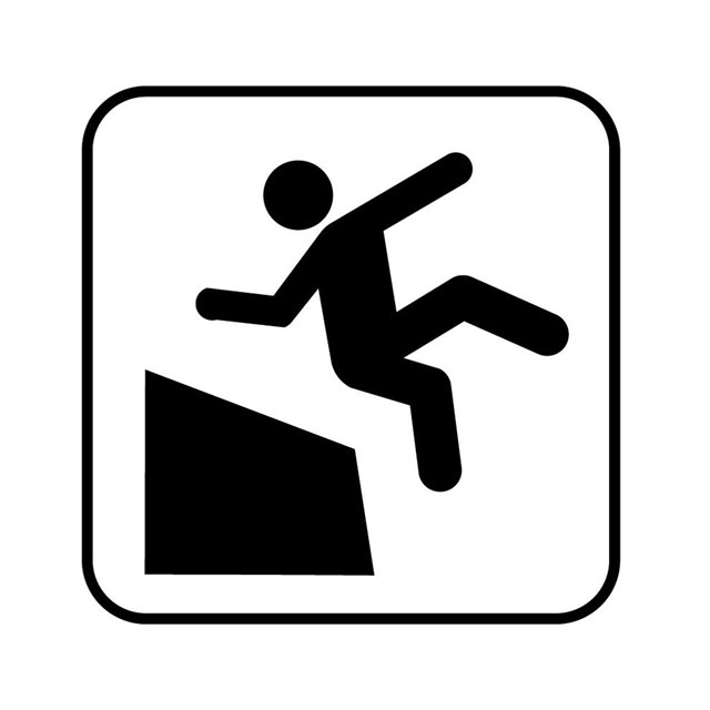 symbol of person falling off edge