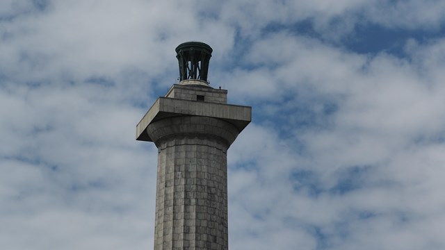 Atop the column of Perry's Victory and international Peace Memorial is a bronze urn. 