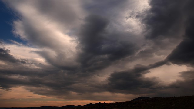 Clouds are dark and grey over Trail Ridge Road