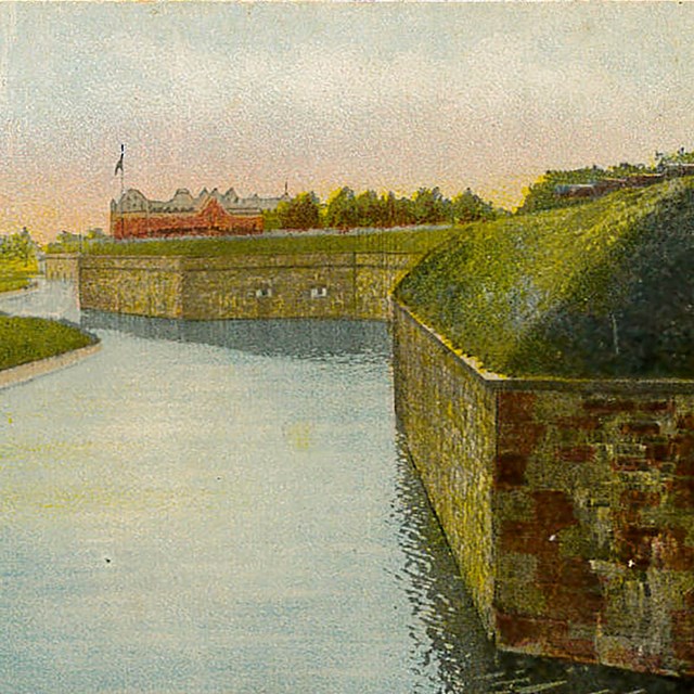 Postcard of a fort. 