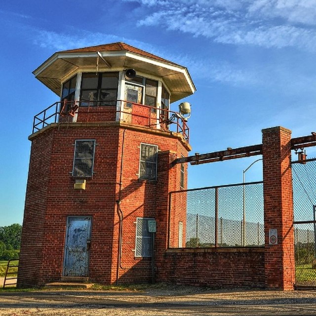 Brick guard tower. 