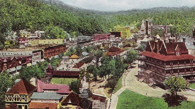 Historic postcard of town. 