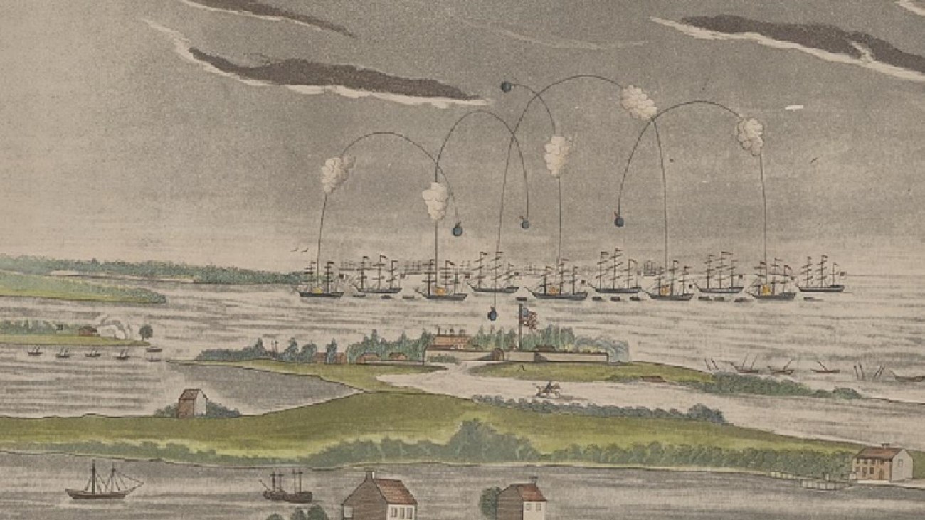 1814 bombardment of Fort McHenry, near Baltimore, by British ships  