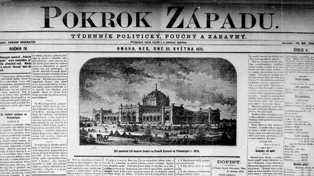 Pokrok Zapadu. Front page of 1875 Czech newspaper