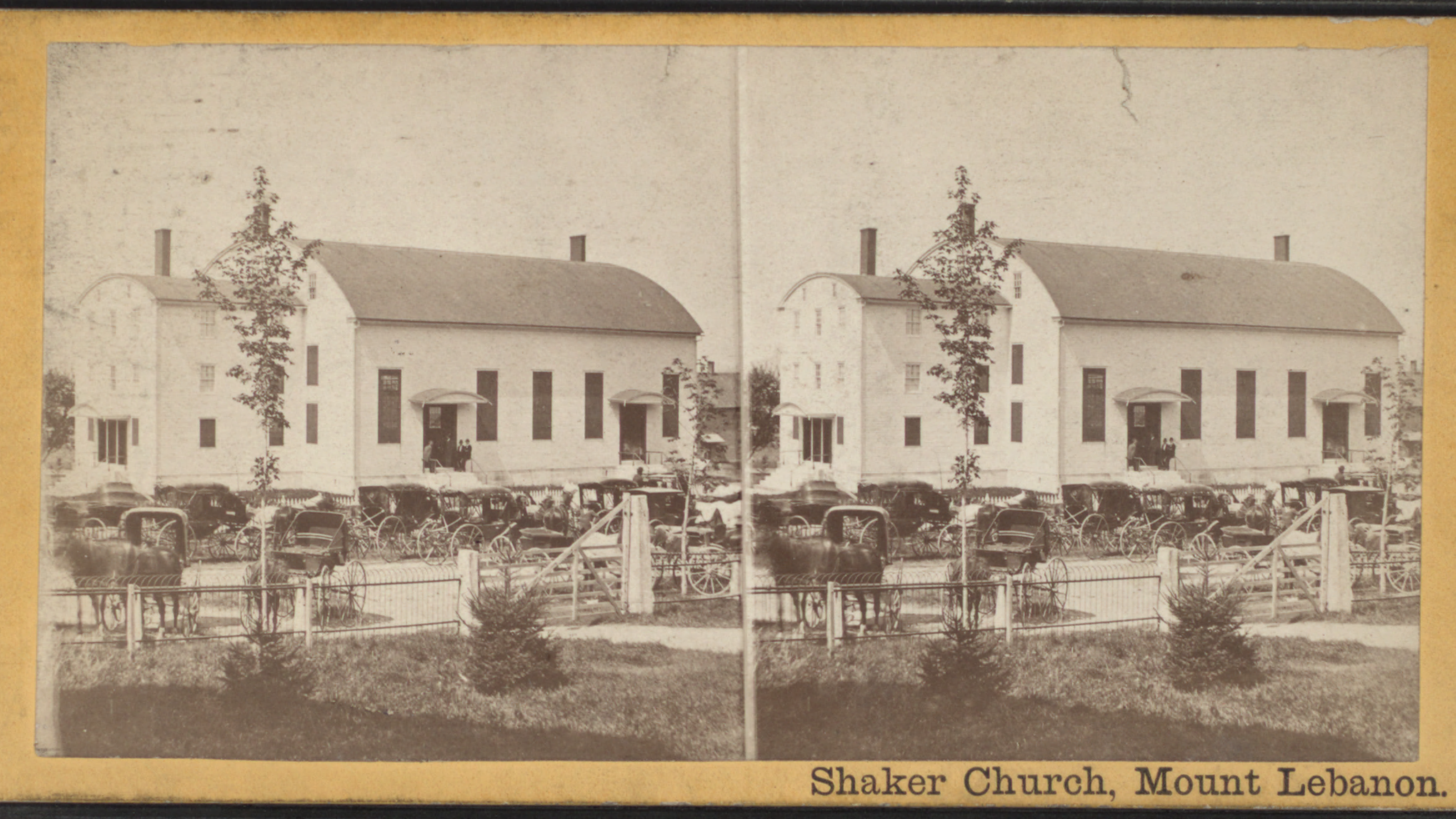 historic photo of the shaker church in mount lebanon, ny