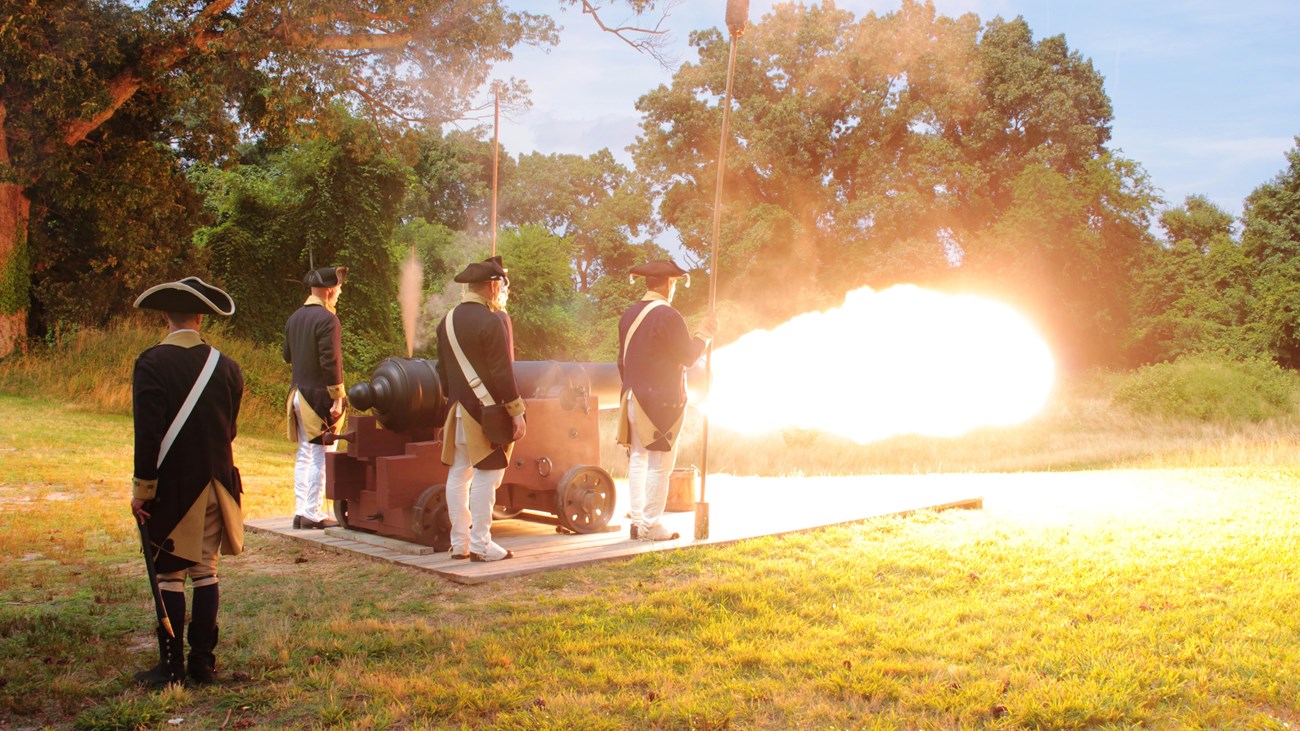 Lamb's Artillery Firing 18 Pounder at Yorktown Battlefield.