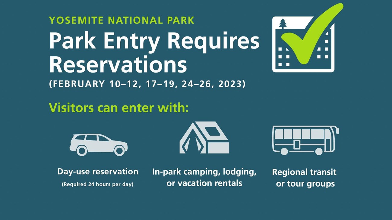 Reservations required on some Feb. 2023 dates. Image shows different types of reservations allowed.