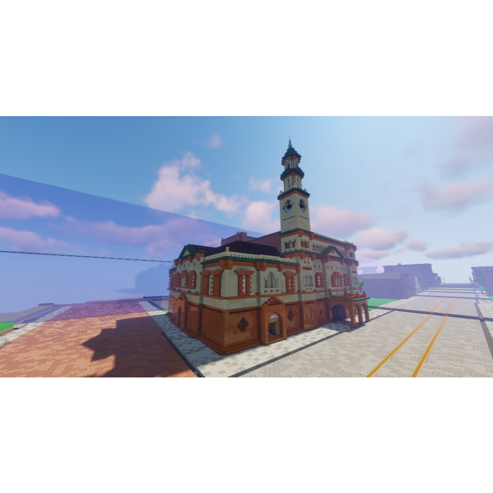 Black and white photograph of the Calumet Village Hall and Theater