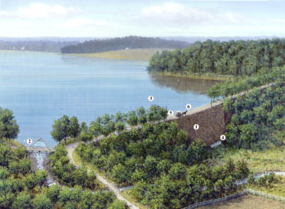 The South Fork Dam when it was completed by the state of Pennsylvania for the canal system.