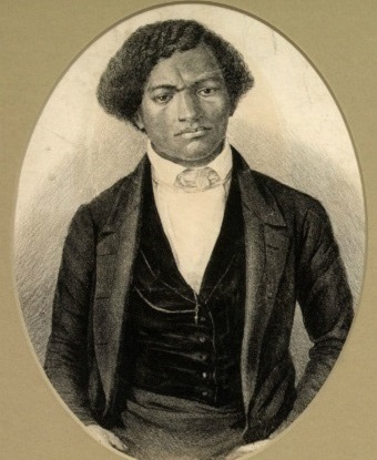 A drawing of Frederick Douglass as a young man. 