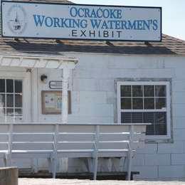 Large sign above the door states this is the Ocracoke Working Watermen's Exhibit.