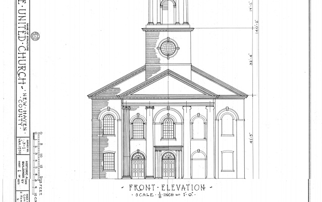 architectural drawing of united church on the green