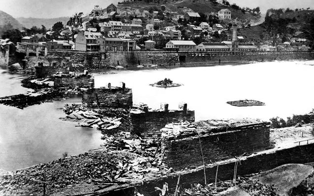 Historic Photograph of the B&O Railroad Ruins at Harpers Ferry