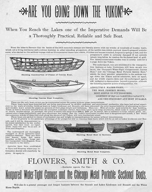 Historic advertisement for boats with headline 