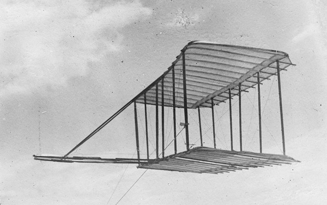 The glider being flown as a kite- Kitty Hawk, 1900