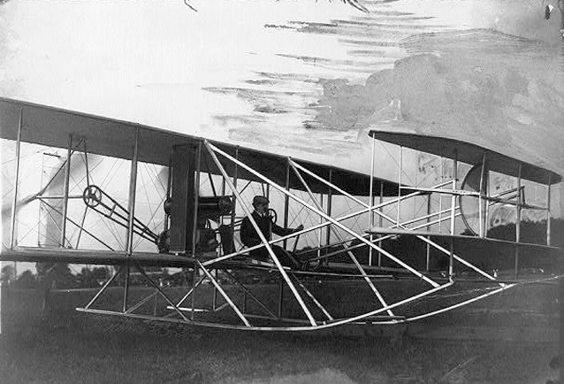 Orville in flyer preparing for takeoff, Fort Myer 1909