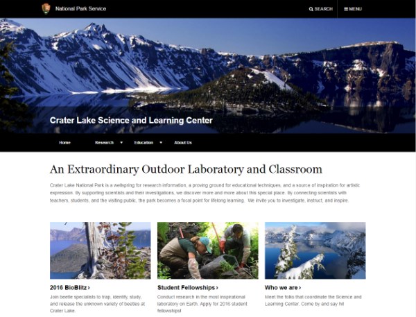 A screenshot of the Science & Learning Center website.