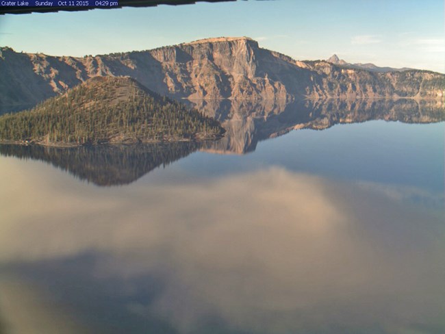 Crater Lake Webcam - Clouds Reflecting in the Lake