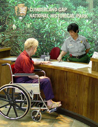 park ranger with visitor