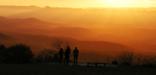 Visitors bask in a golden sunset at Dickey Ridge Visitor Center in Shenandoah National Park
