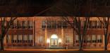 Exterior of Brown v. Board of Education NHS, the former Monroe Elementary School, at night.