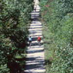 The Bike and Hike Trail follows the route of an abandoned railroad line. The Bike and Hike Trail follows the route of an abandoned railroad line.