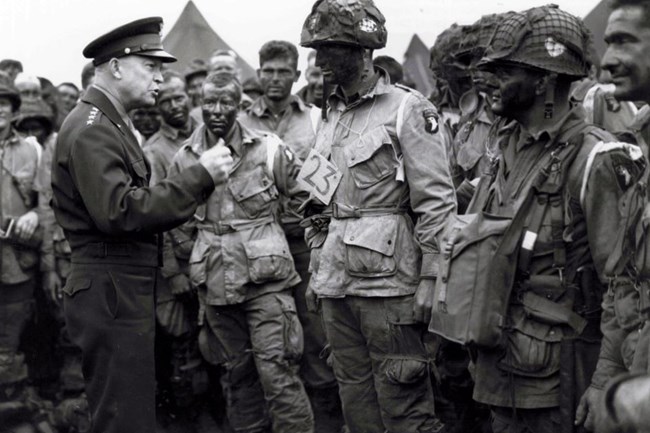 General Eisenhower talking to troops