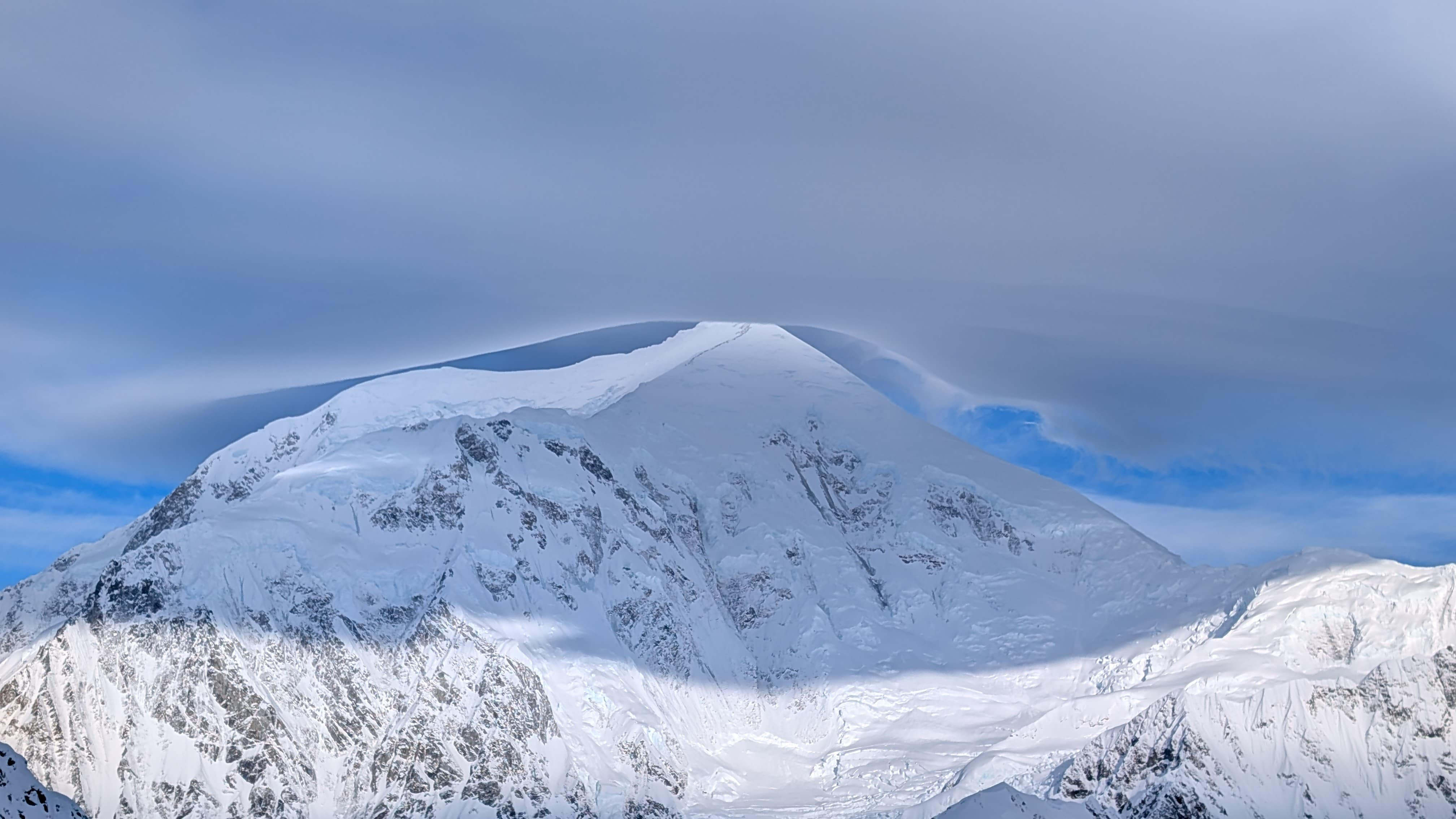 An impressive lenticular formation sits atop Mt. Foraker, captured from Denali Base Camp Photo: K. Ramos-Leon