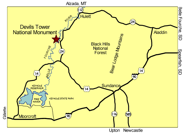 Devils Tower Area Map