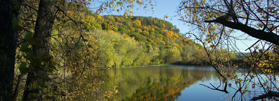Blue Gill Pond with Fire Point Bluff in Background.