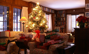 Living Room at Val-Kill decorated for Christmas
