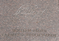 William Floyd's signature etched in granite block.