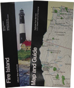 Covers of Fire Island National Seashore park folder and National Park Service Map and Guide.