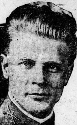 A black and white newspaper clipping showing Lt. Mackall's face.