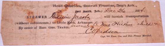 Civil War steamboat pass