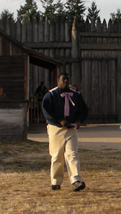 Photo of park volunteer at the Candlelight Tour special event.