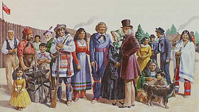 Artist's rendering of fort inhabitants
