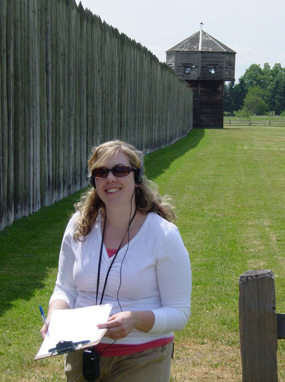A student enjoys the audio tour