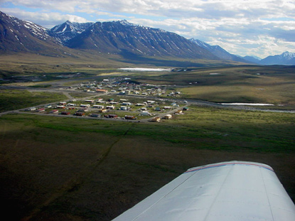 A view of Anaktuvuk Pass from the plane.
