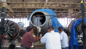 volunteers in Hangar B volunteers in Hangar B