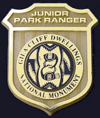 Gila Cliff Dwellings Junior Ranger badge.