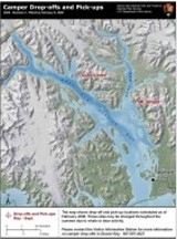 Map showing camper dropoffs